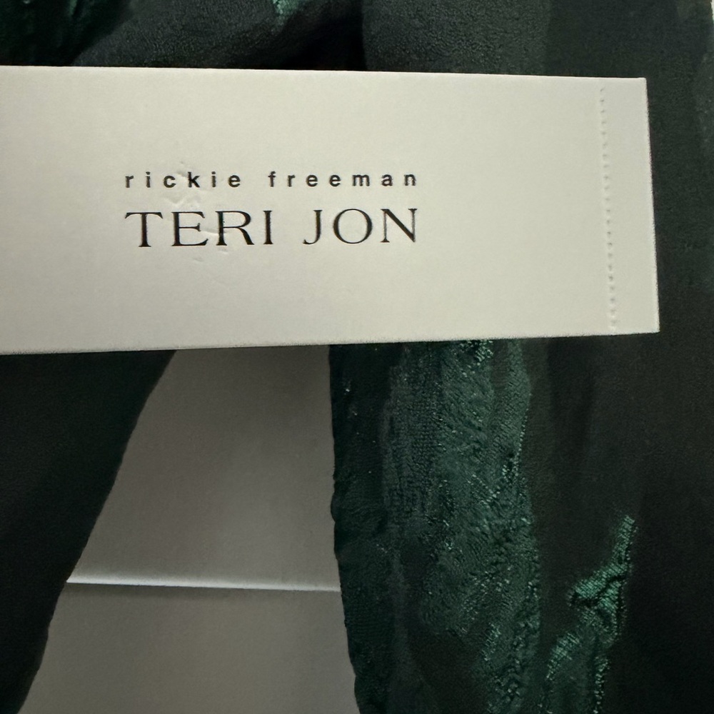Teri Jon Metallica Jacquard Shirtdress Gown with Floral Print - Picture 7 of 10